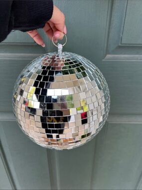 Silver Disco Balls Party Decoration (2)- Mirror Tile Hanging Ornament